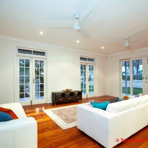 Riverside Queenslander lounge | PTMA Architecture